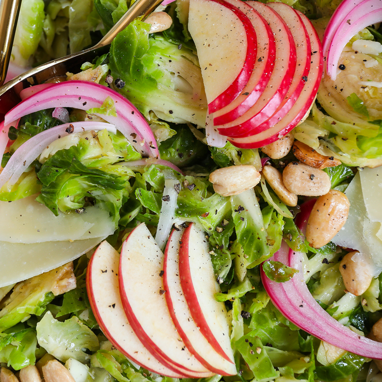 Brussels Sprouts Salad with Apples & Marcona Almonds