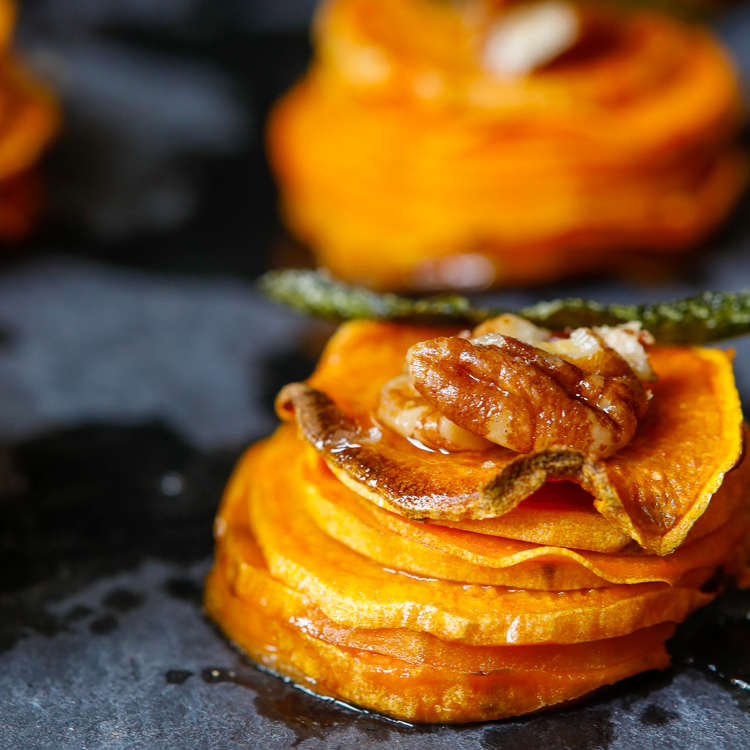 Sweet Potato Stacks with Maple Browned Butter & Crispy Sage