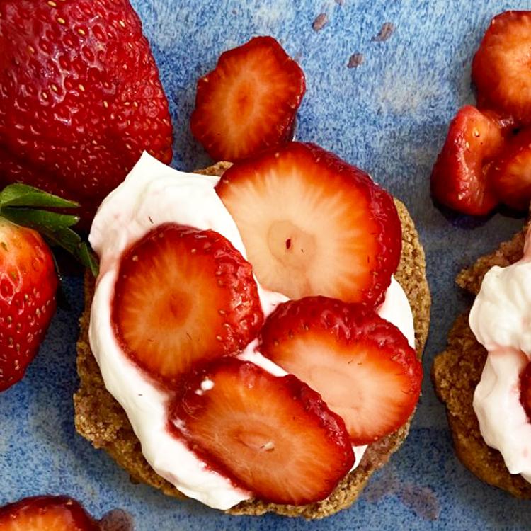 Browned Butter Strawberry Shortcakes with Yogurt Whipped Cream