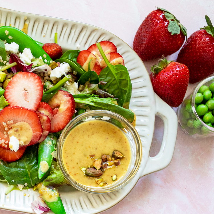 Strawberry & Snap Pea Salad with Pistachio-Lemon Vinaigrette